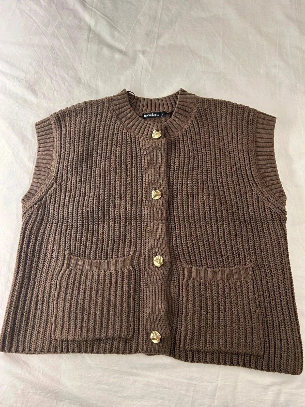 Vintage brown manoukian cardigan vest – photo 2